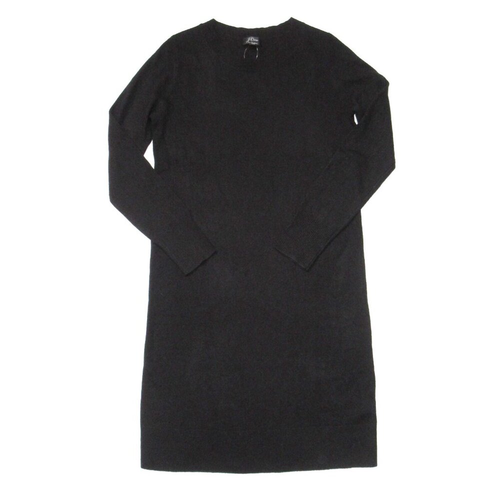 NWT J.Crew Long-sleeve Everyday Cashmere Crewneck Sweater Dress in Black XS - Picture 3 of 7